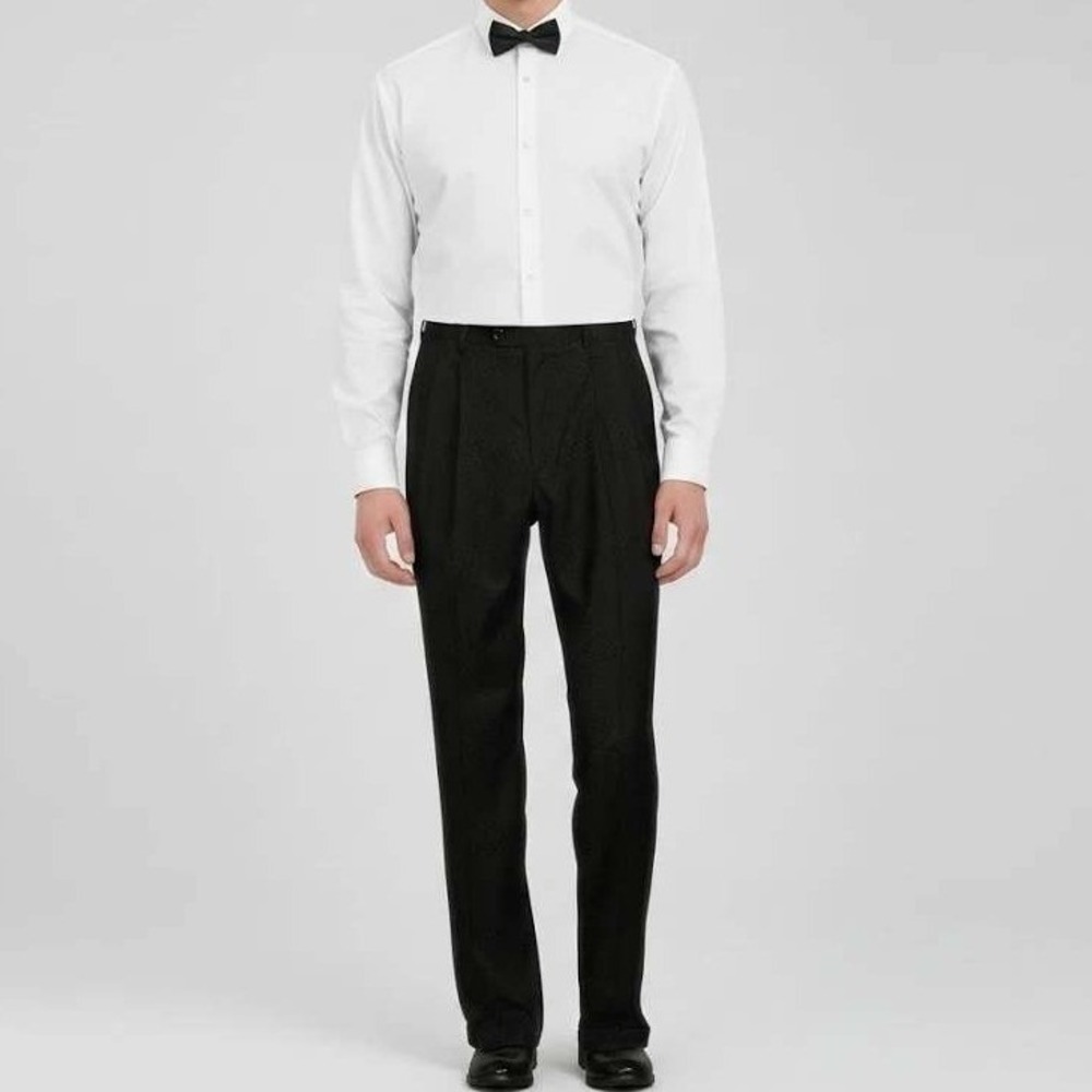 Roundtree & Yorke TravelSmart Mens 34x32 Black Pleated Gabardine Dress Pants NWT